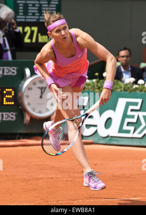 Lucie Safarova (CZE)  in action at the French Open 2015 Stock Photo