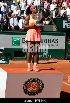 Serena Williams (USA) with the French Open trophy Stock ...