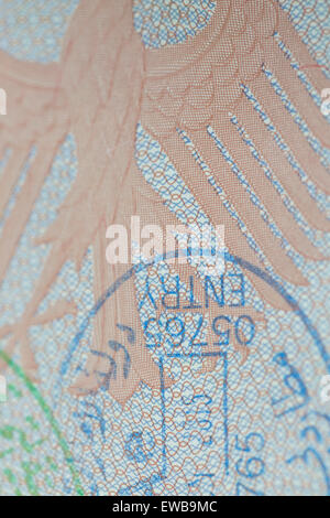 Entry Stamp of the United Arab Emirates in a german Passport Stock Photo