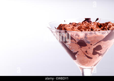 Chocolate Mousse with dark Chocolate swirls, Isolated on white Stock Photo