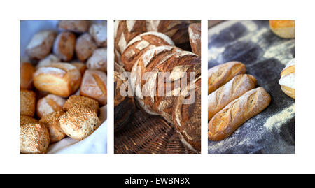 Various French breads in an old bakery Stock Photo