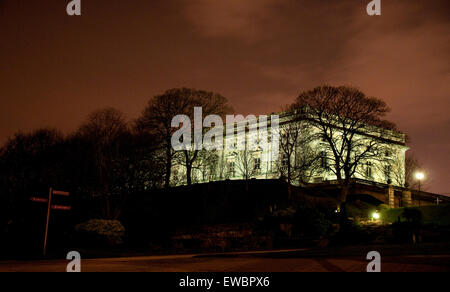 Nottingham Castle at night, Nottinghamshire England UK Stock Photo