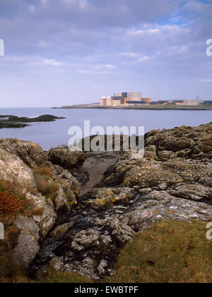 Wylfa Nuclear Power Station from the coastal path near Cemlyn Bay. Stock Photo