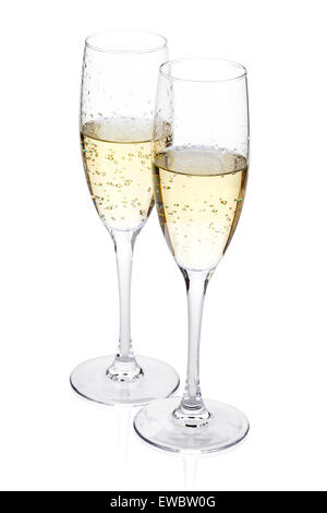 Two champagne glasses. Isolated on white background Stock Photo