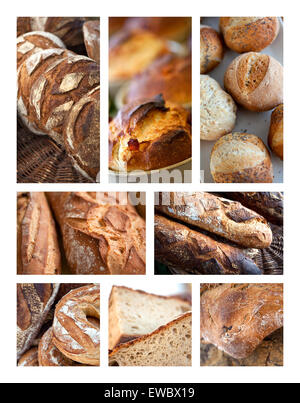 Various French breads in a old bakery Stock Photo