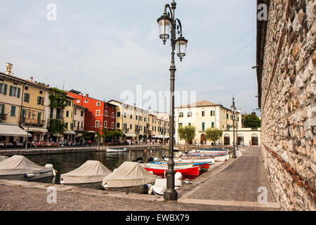 view of the square in Lazise on Lake Garda Italy Stock Photo