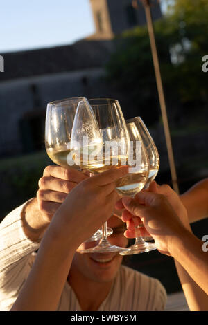 Friends having drinks in Carmelo, Uruguay. Stock Photo