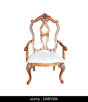 The classical cut out wooden chair isolated on a white background Stock ...