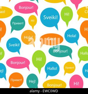 Seamless Pattern Background of Speech Bubble with Hello Word on Stock Vector