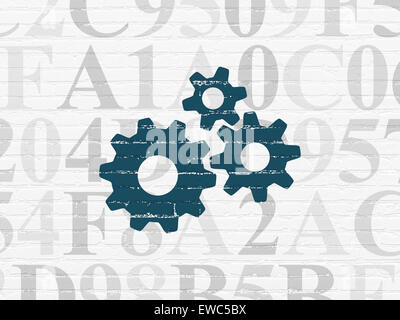 Web development concept: Gears on wall background Stock Photo