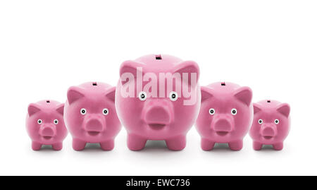Group of pink piggy banks Stock Photo