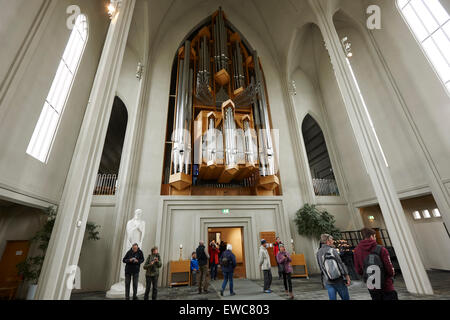 pipe organ inside the Hallgrimskirkja church Reykjavik church of iceland Stock Photo