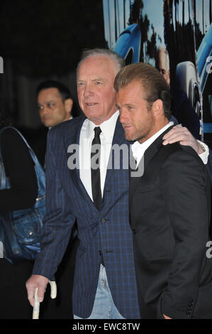 LOS ANGELES, CA - MARCH 22, 2011: James Caan & soon Scott Caan at the premiere of 'His Way', about Jerry Weintraub at Paramount Studios, Hollywood. Stock Photo