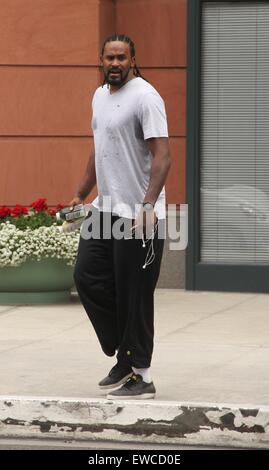 Basketball player Ronny Turiaf leaves physical therapy in Beverly Hills  Featuring: Ronny Turiaf Where: Los Angeles, California, United States When: 21 Apr 2015 Stock Photo