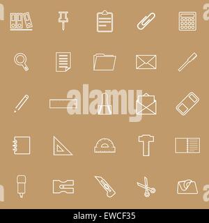 Stationery line icons on brown background, stock vector Stock Vector
