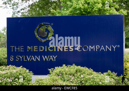 A logo sign outside of the headquarters of The Medicines Company in Parsippany, New Jersey. Stock Photo