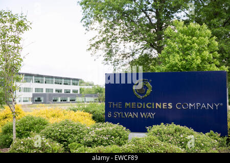 A logo sign outside of the headquarters of The Medicines Company in Parsippany, New Jersey. Stock Photo