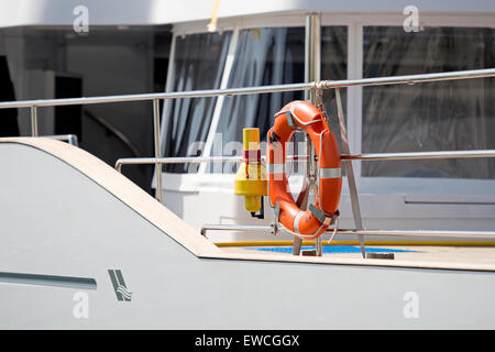 Man-overboard light & smoke marker with lifebuoy Stock Photo