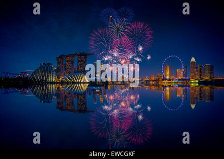 Singapore Fireworks Stock Photo