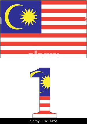 Vector image of a Malaysian flag and 1 Malaysia logo Stock Vector