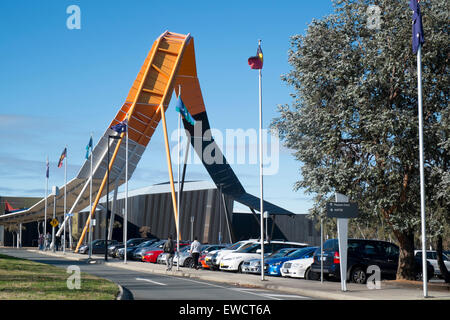 The National Museum of Australia entrance with uluru line and the architectural loop, Acton peninsula, Canberra,ACT
