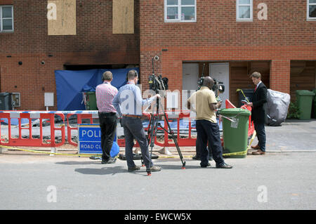 Langley Mill, Derbyshire, UK. 23rd June, 2015. Three men have  arrested on suspicion of murder following a house fire that killed three people . Credit:  IFIMAGE/Alamy Live News Stock Photo