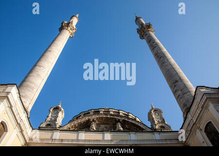 Minarets of Ortakoy mosque in Istanbul, Turkey Stock Photo