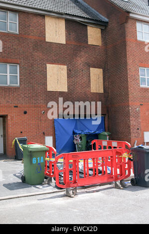 Langley Mill, Derbyshire, UK. 23rd June, 2015. Three men have  arrested on suspicion of murder following a house fire that killed three people . Credit:  IFIMAGE/Alamy Live News Stock Photo