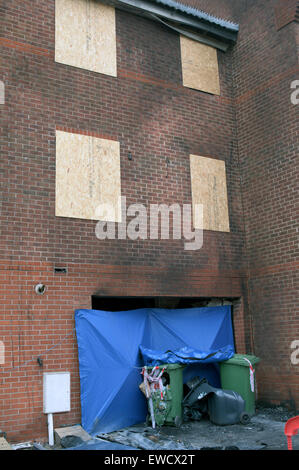 Langley Mill, Derbyshire, UK. 23rd June, 2015. Three men have  arrested on suspicion of murder following a house fire that killed three people . Credit:  IFIMAGE/Alamy Live News Stock Photo