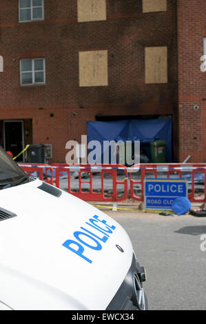 Langley Mill, Derbyshire, UK. 23rd June, 2015. Three men have  arrested on suspicion of murder following a house fire that killed three people . Credit:  IFIMAGE/Alamy Live News Stock Photo