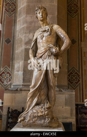 Florence, Italy, The Bargello, statue of David by Donatello, with ...