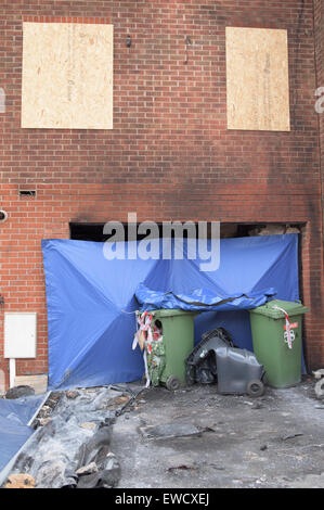 Langley Mill, Derbyshire, UK. 23rd June, 2015. Three men have  arrested on suspicion of murder following a house fire that killed three people . Credit:  IFIMAGE/Alamy Live News Stock Photo