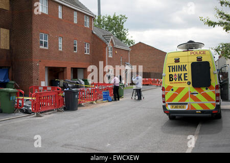 Langley Mill, Derbyshire, UK. 23rd June, 2015. Three men have  arrested on suspicion of murder following a house fire that killed three people . Credit:  IFIMAGE/Alamy Live News Stock Photo