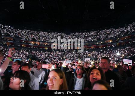 Cologne, Germany. 19th June, 2015. Fans watch US singer Taylor Swift performing on stage in Cologne, Germany, 19 June 2015. Photo: JAN KNOFF/dpa - NO WIRE SERVICE -/dpa/Alamy Live News Stock Photo