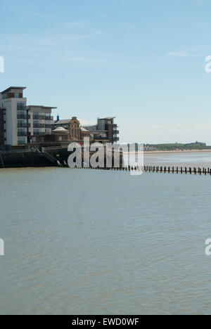 Editorial image looking over to the Knightstone complex on Knightstone Island Weston Super-Mare Stock Photo