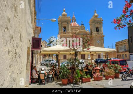 Xaghra Church and restaurant. Gozo Island. Malta Stock Photo