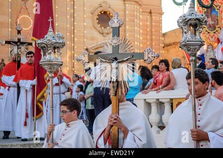 Religious festival in Fontana village Gozo Malta Stock Photo