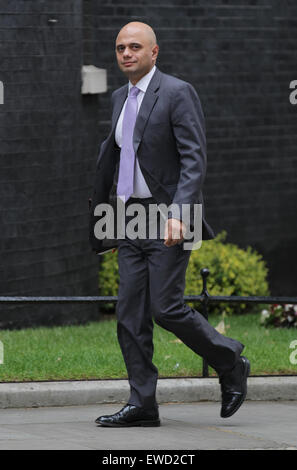 London, UK, 23rd June 2015: Sajid Javid seen in Downing Street in London Stock Photo