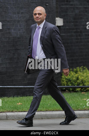 London, UK, 23rd June 2015: Sajid Javid seen in Downing Street in London Stock Photo