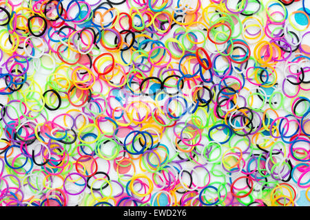 Colourful Loom bands pattern on white background Stock Photo