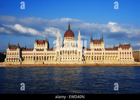 Hungarian Parliament Building on the bank of the Danube in Budapest. Stock Photo