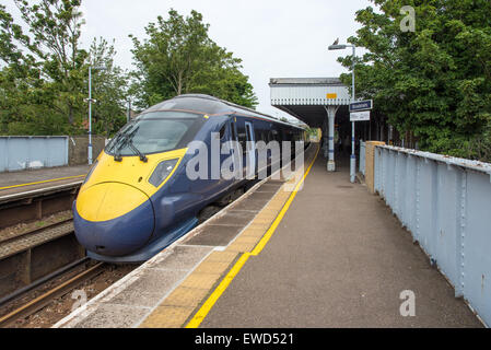 Southeastern Javelin HS1 train at on the St Pancras International to Ramsgate route at Broadstairs, Kent, UK Stock Photo