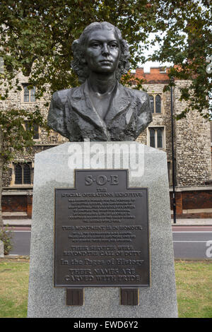 Portrait of Violette Szabo, Special Operations Executive Memorial, Albert Embankment, London, England. Stock Photo