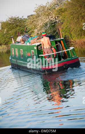 A canal boat in the River Trent at Trent Lock, Nottinghamshire England UK Stock Photo