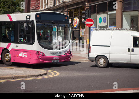 Belfast, UK. 22nd June 2015 Translink Metro bus in Collision with White Van Credit:  Bonzo/Alamy Live News Stock Photo