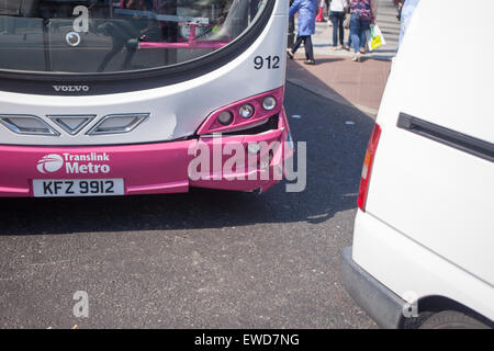 Belfast, UK. 22nd June 2015 Translink Metro bus in Collision with White Van Credit:  Bonzo/Alamy Live News Stock Photo