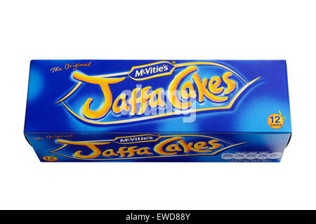 Jaffa Cakes. Manufactured by McVities, they are well known and popular biscuit sized cake Stock Photo