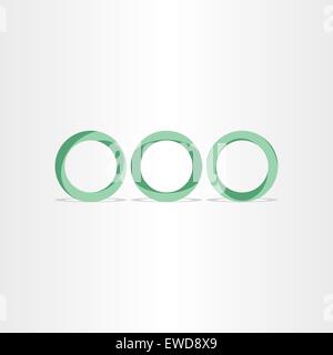 three green circles frames rings background design Stock Vector