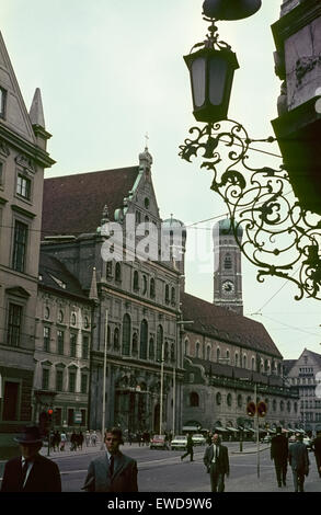 Neuhauserstrasse of Munich in the mid-sixties before the construction of the Munich S-Bahn and U-Bahn Stock Photo