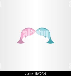 fish in love kissing abstract icon Stock Vector